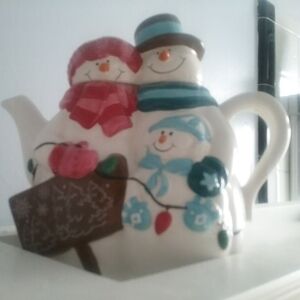 Snowman Teapot - Never Used - About 5 Inches High, 7 Inches Wide - No Chips